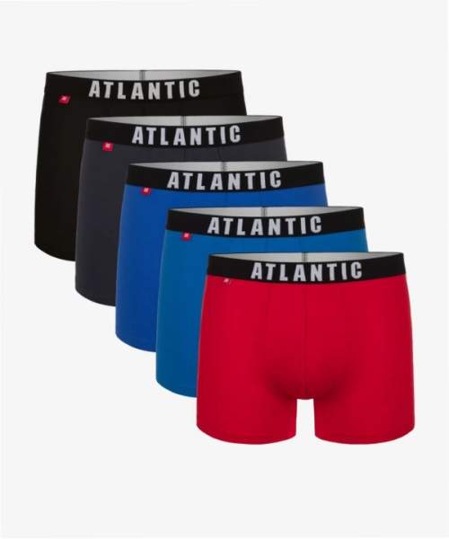 Мужские трусы шорты Atlantic, набор из 5 шт., хлопок, графит + черные + красные + голубые + бирюзовые, 5SMH-004 M