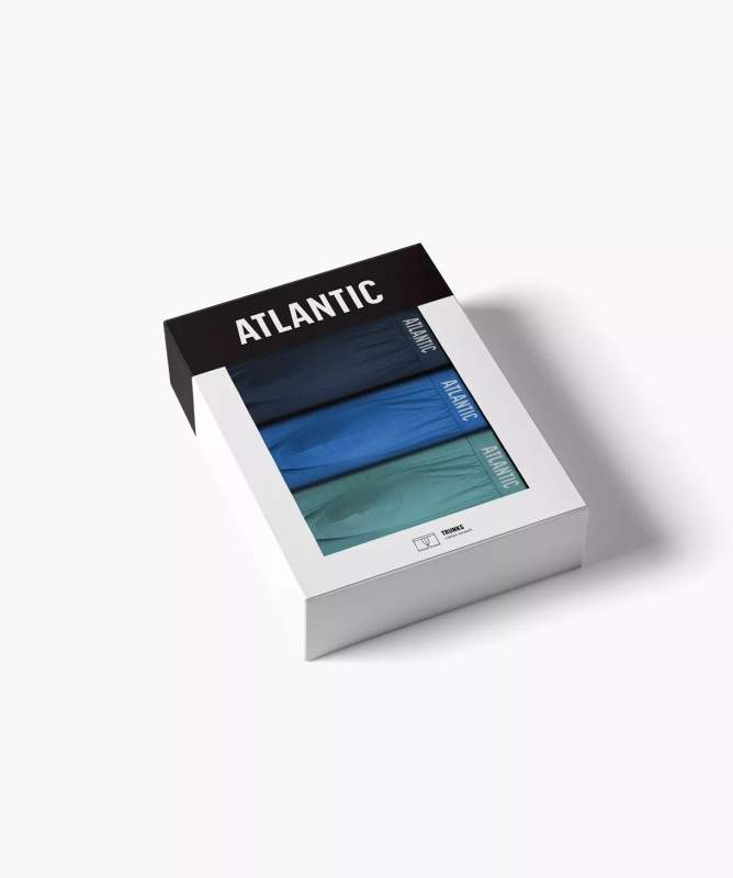 Набір трусів боксерів чоловічих бавовняних Atlantic 3MH-011 M 3 шт Синій/Темно-синій/Зелений