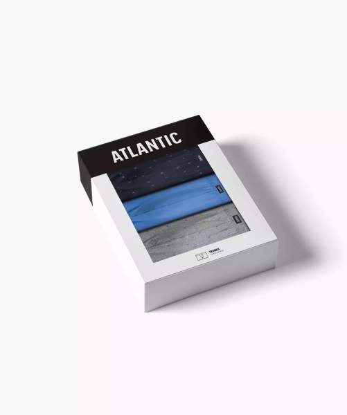 Набір трусів боксерів чоловічих бавовняних Atlantic 3MH-209 M 3 шт Сірий/Чорний/Блакитний