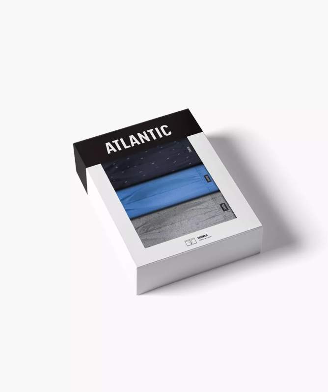 Набір трусів боксерів чоловічих бавовняних Atlantic 3MH-209 M 3 шт Сірий/Чорний/Блакитний