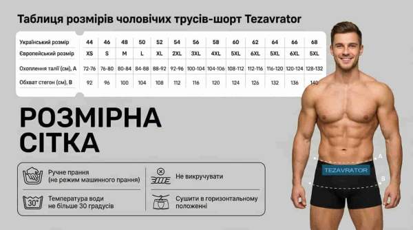 Жіночі труси боксери чоловічі Tezavrator МШ257 Чорні р. 44