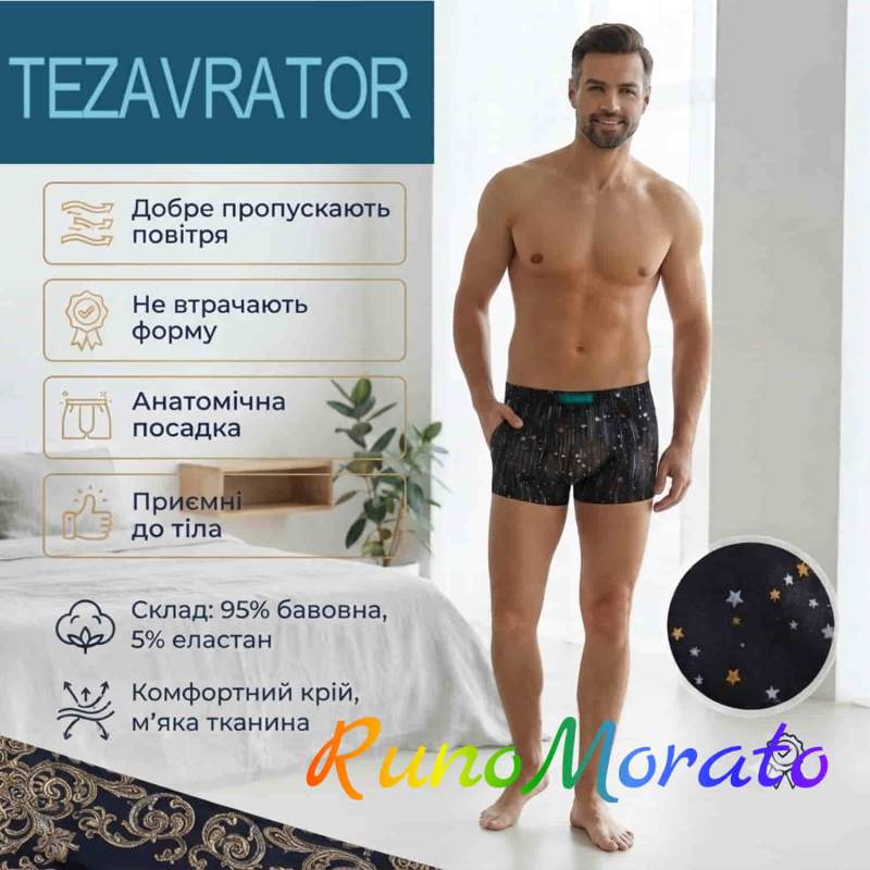 Жіночі труси боксери чоловічі Tezavrator МШ257 Чорні р. 50